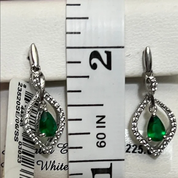 Elegant Emerald (Sim) & LC Sapphire Silver Earings - Picture 6 of 6